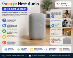 Google Nest Audio smart speaker for Google Home entertainment