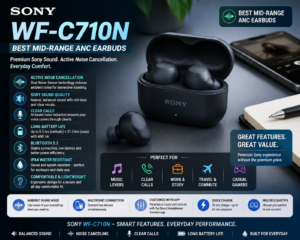 Sony WF-C710N wireless earbuds with Active Noise Cancellation and premium audio features