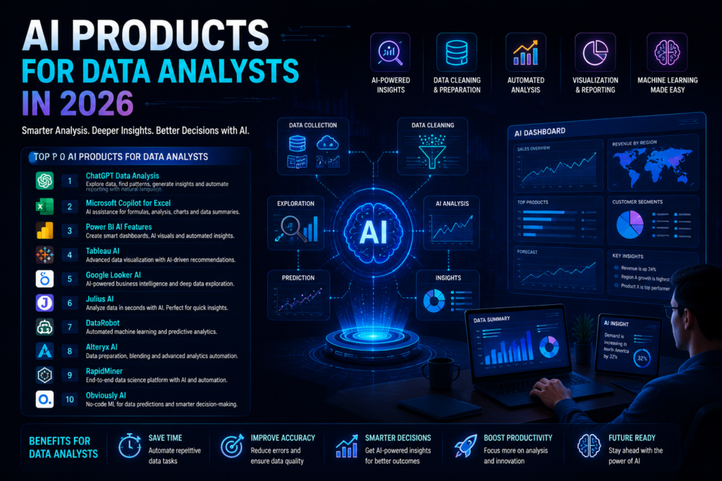 AI products for data analysts in 2026 for data analysis, visualization and productivity