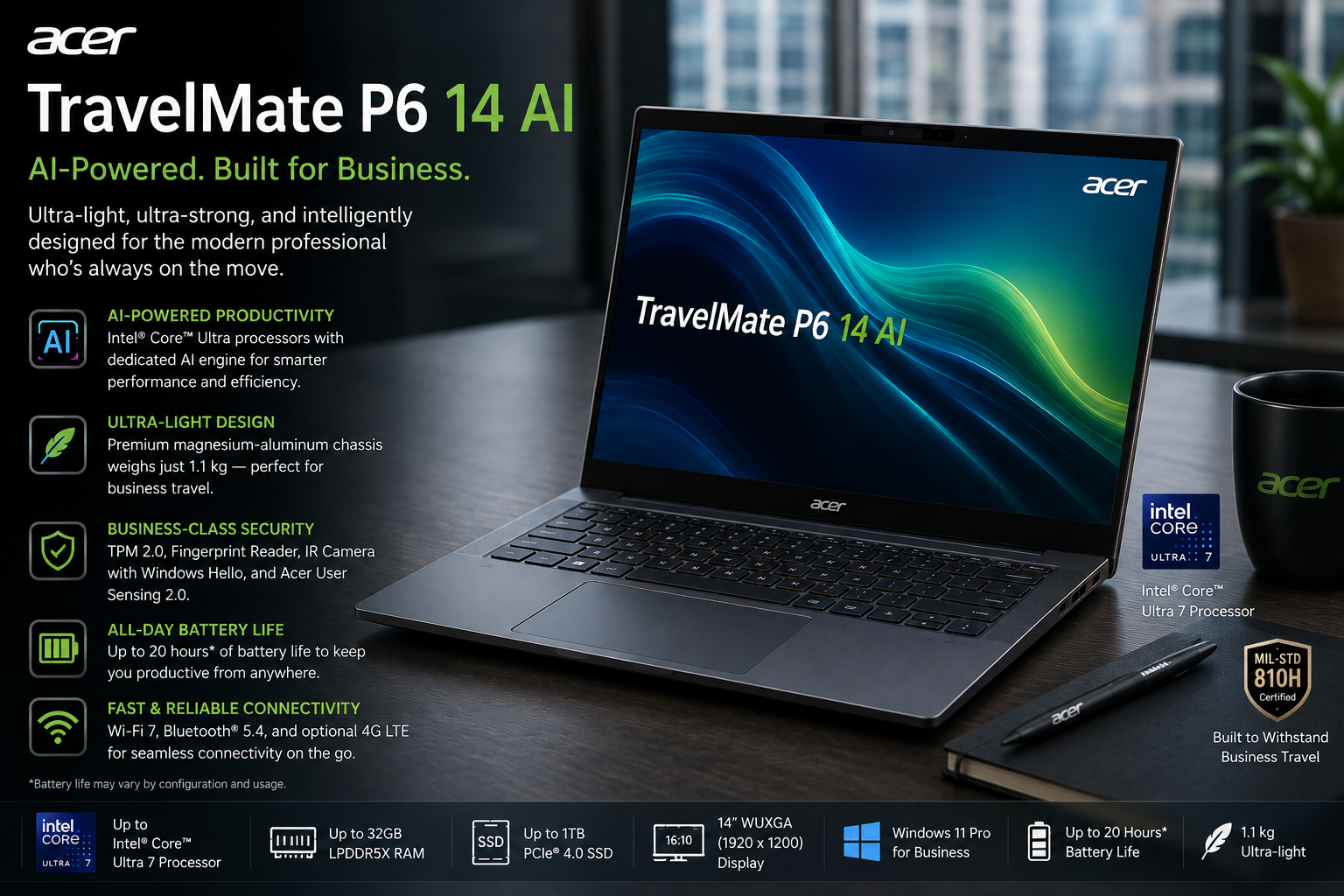 Top 10 Business Laptops in 2026: Acer TravelMate P6 14 AI