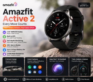 Amazfit Active 2 smartwatch featured among the best smartwatches under ₹10,000 in India 2026