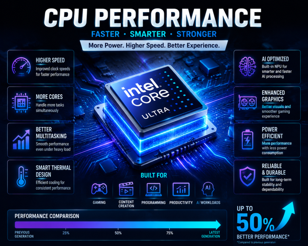 CPU performance comparison of Intel Core Ultra laptop processors 2026