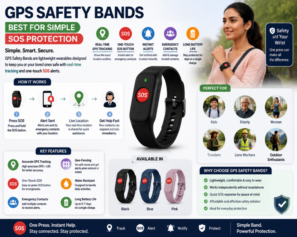 GPS safety bands with SOS protection features for personal security