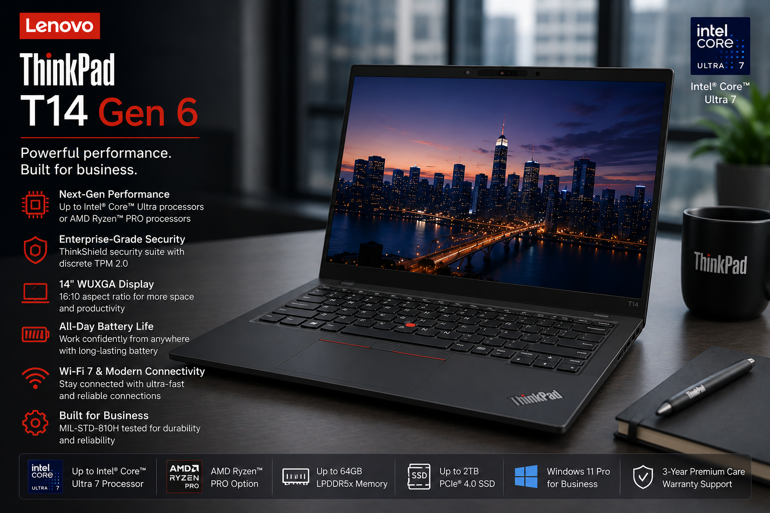 Top 10 Business Laptops in 2026:Lenovo ThinkPad T14 Gen 6