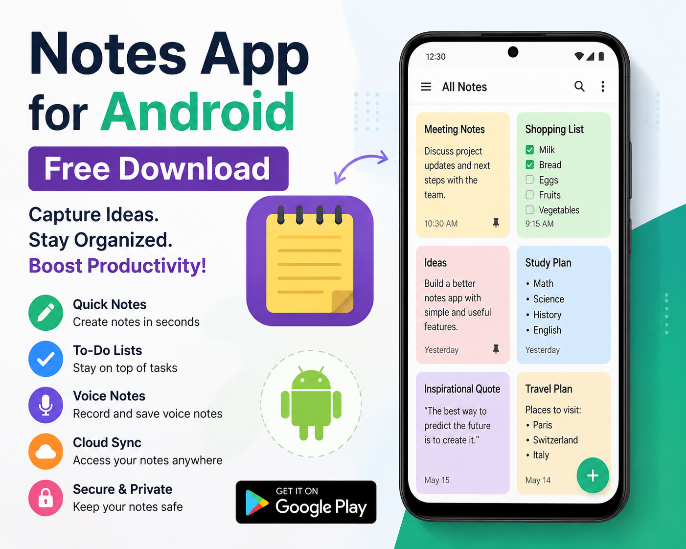 Notes App for Android free download showing top note taking apps in 2026