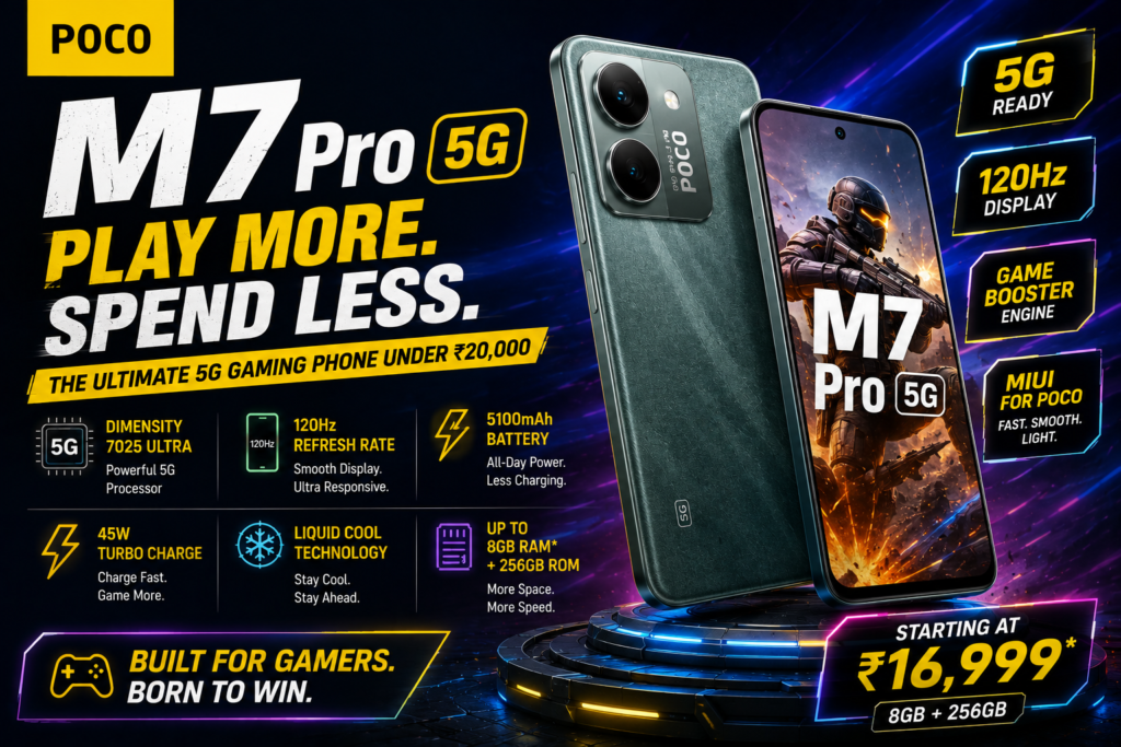 POCO M7 Pro 5G gaming mobile under 20000 with gaming performance features
