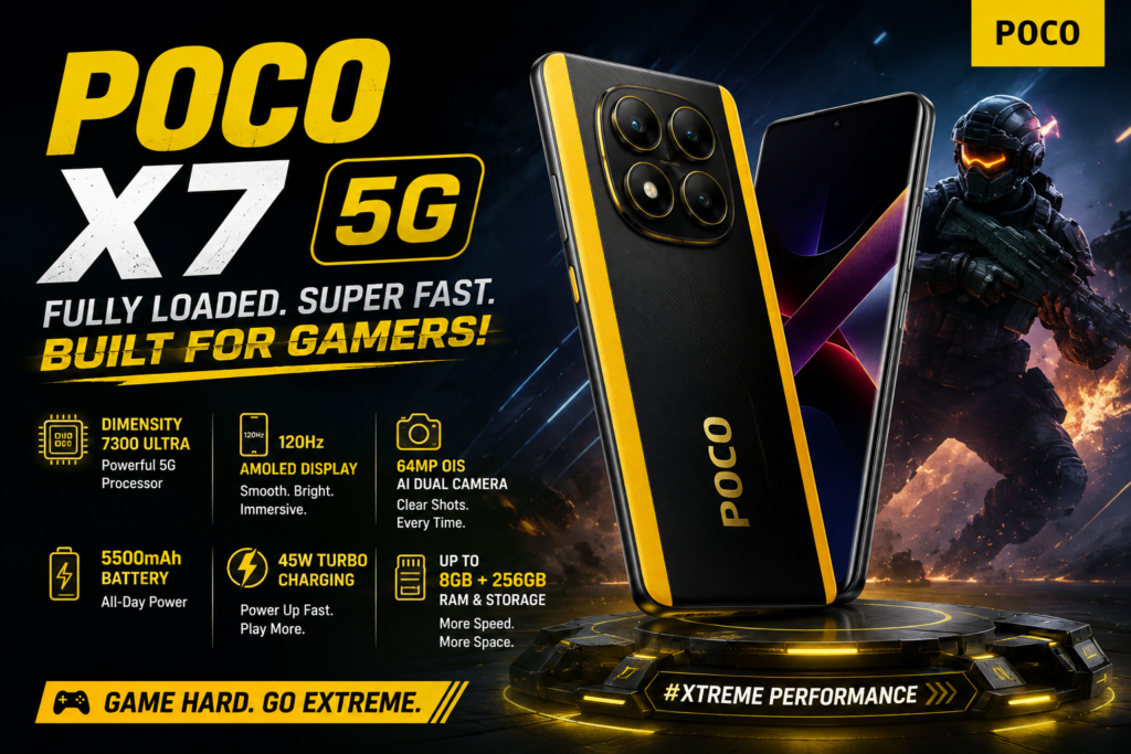 POCO X7 5G gaming mobile under 20000 with powerful processor and gaming features