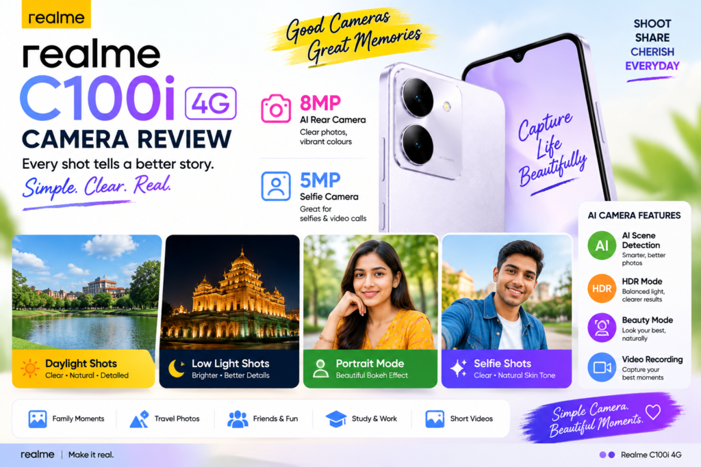 Realme C100i 4G camera review showing camera features, image quality and photography performance details