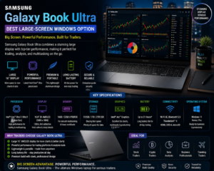 Samsung Galaxy Book Ultra large screen trading laptop for stock market analysis