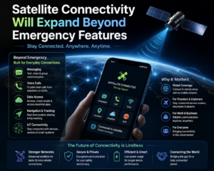 Satellite connectivity in smartphones 2026 enabling emergency communication and expanded mobile network features