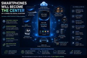 Smartphones becoming the center of a connected digital ecosystem in 2026 with smart devices and advanced mobile technology