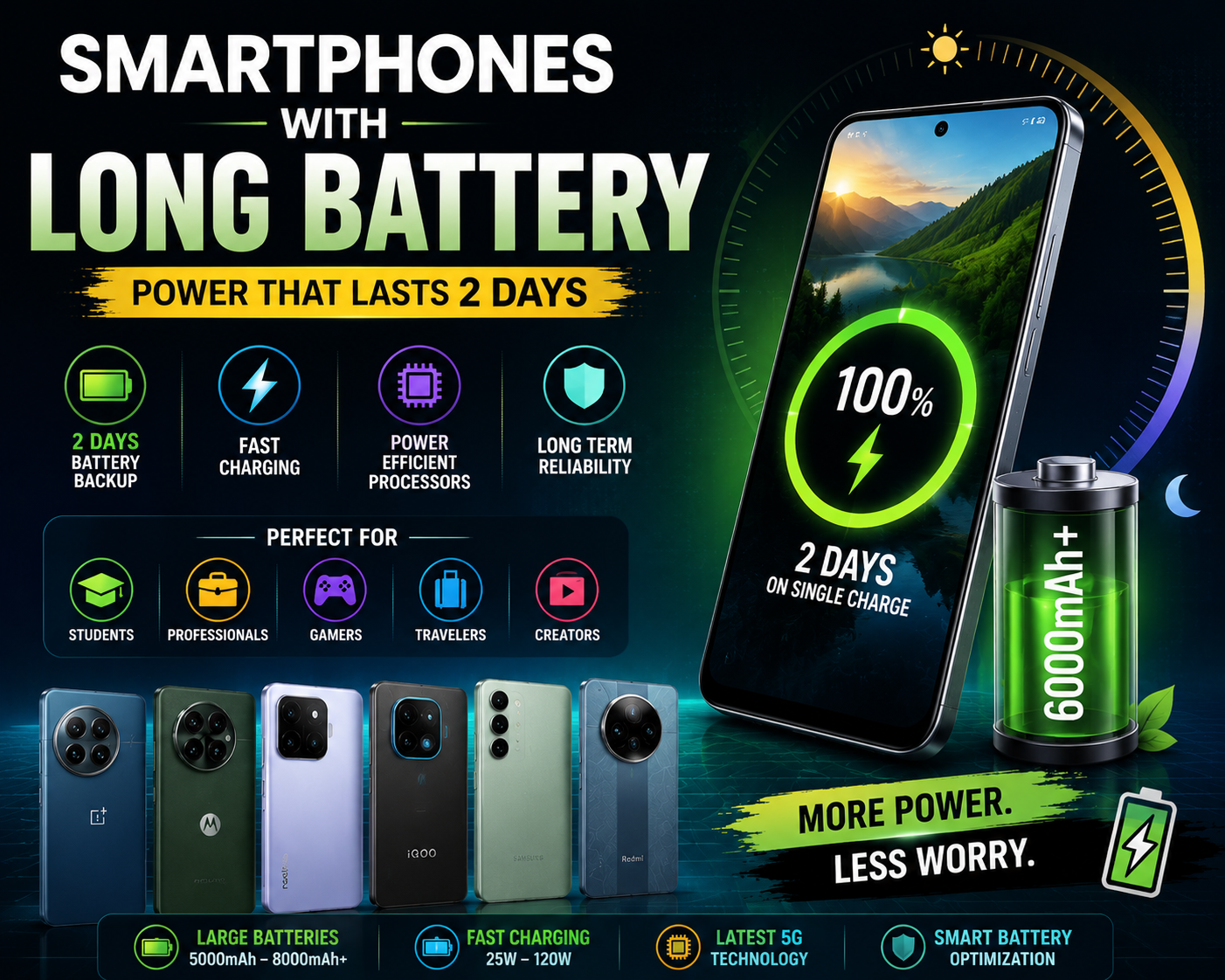 Best smartphones with long battery life in India 2026 featuring 6000mAh battery