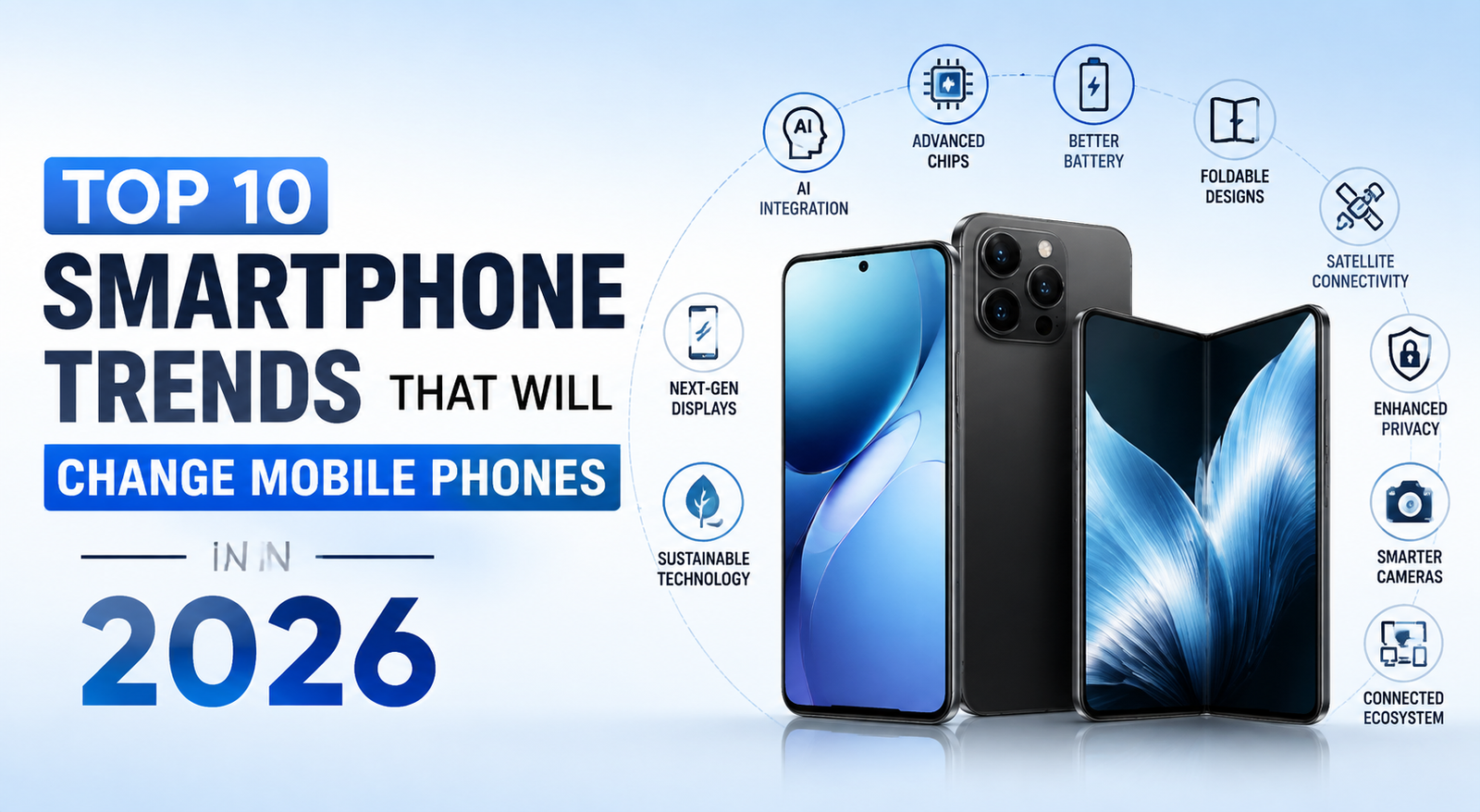 Top 10 Smartphone Trends 2026 showing future mobile phone technology innovations