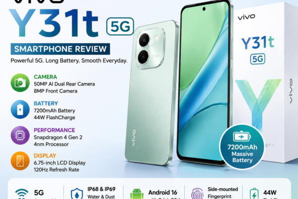 Vivo Y31t 5G smartphone review with specifications, camera, battery, price and 5G features