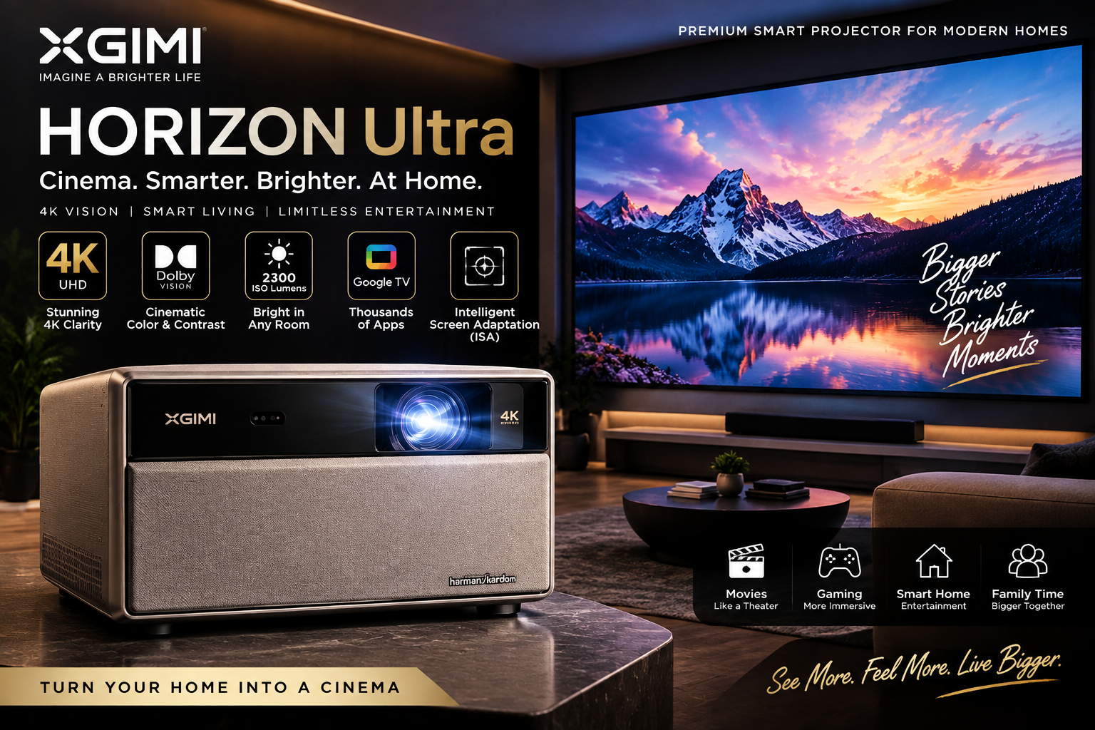 XGIMI Horizon Ultra 4K smart projector for home theatre movies and entertainment
