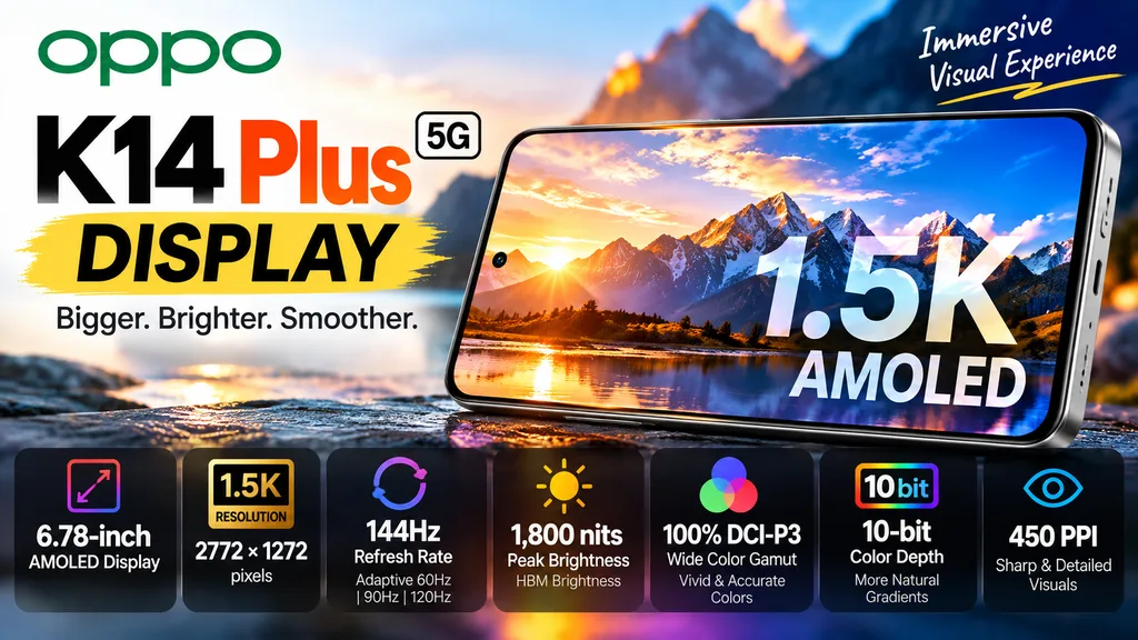 OPPO K14 Plus 5G 6.78-inch 1.5K 144Hz AMOLED display