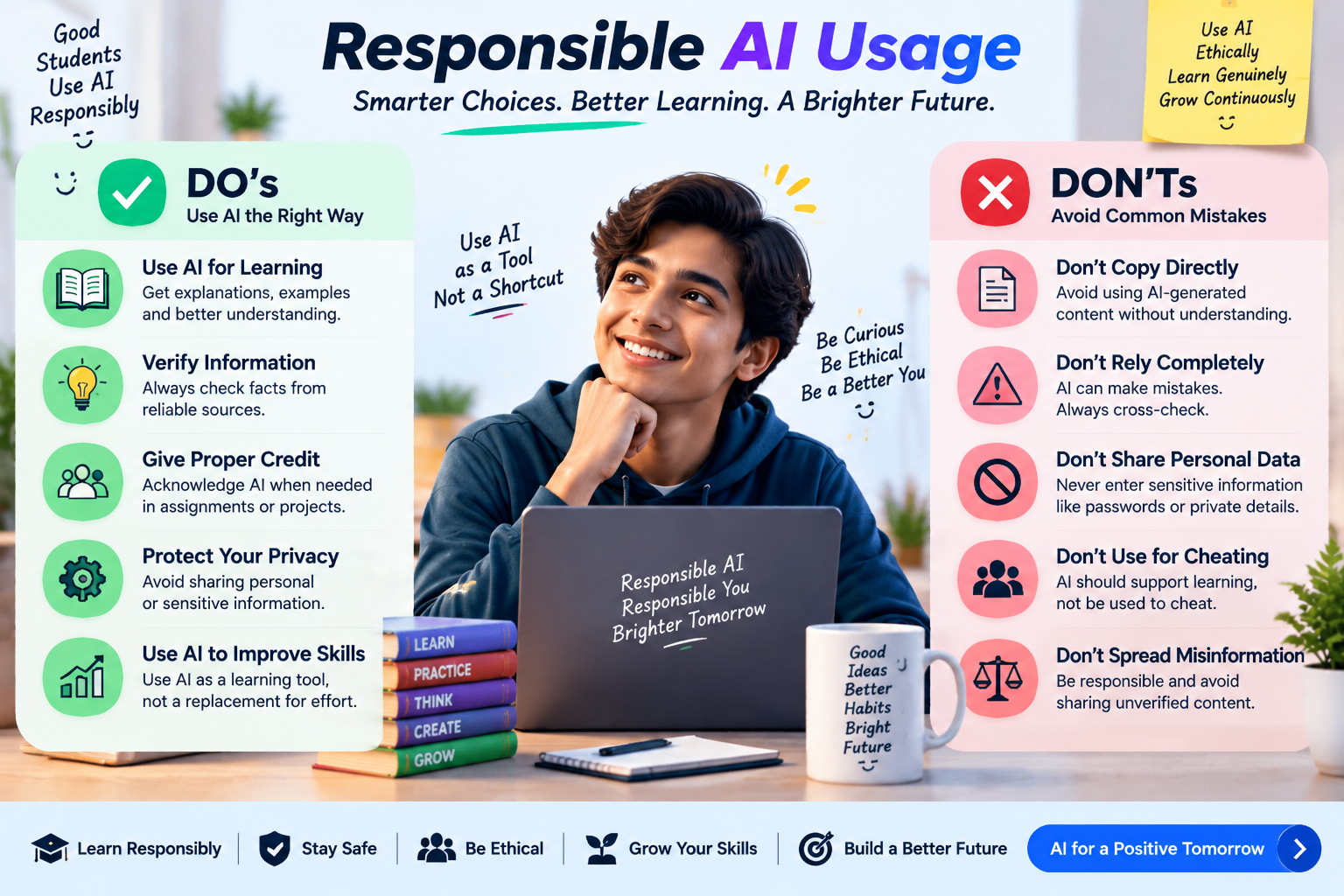Students using AI responsibly for learning and academic improvement